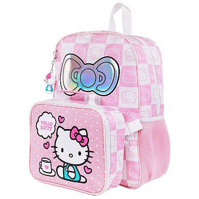 Hello Kitty All-Over Print Backpack With Detachable Lunch Box & 3D Charm