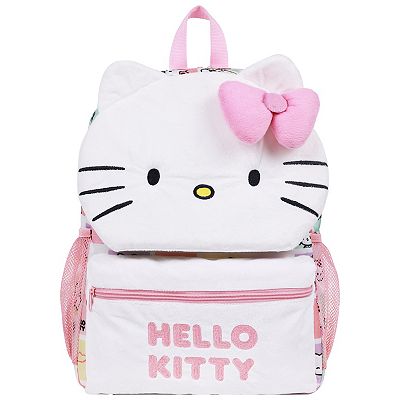 hello kitty 3d bow plush backpack Hello Kitty Plush Face Backpack With 3D Bow
