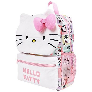 Hello Kitty Plush Face Backpack With 3D Bow