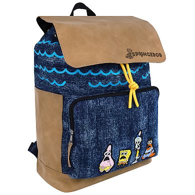 SpongeBob Denim-Look & Nubuck Backpack with Embroidered Patch