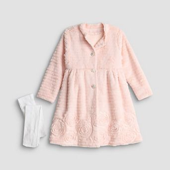 Girls 4-6X Blueberi Boulevard 3 pc Dress, Rosette Coat & Tights Set
