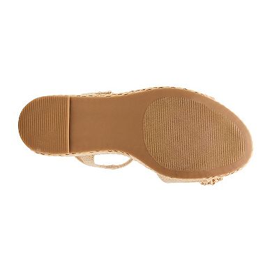 madden girl Sasssy Women's Wedge Raffia Flower Accent Sandals