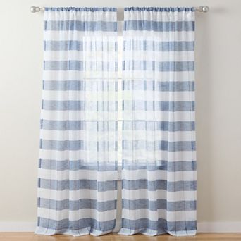 Town & Country Basics 2-Pack Pax Semi-Sheer Stripe Light Filtering Window Curtain Panels