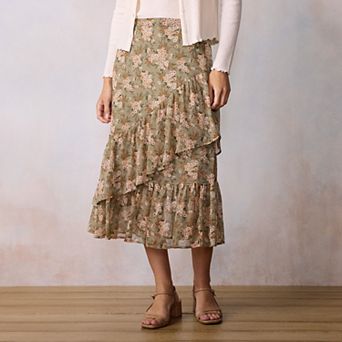 Petite LC Lauren Conrad Mid-Rise Back-Elastic Waistband Skirt