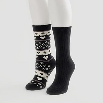 Women's Sonoma Goods For Life® Heart Fair Isle Supercozy 2-Pack Crew Socks