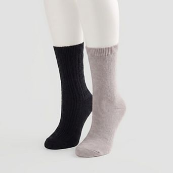 Women's Sonoma Goods For Life® Classic Cable Supercozy 2-Pack Crew Socks
