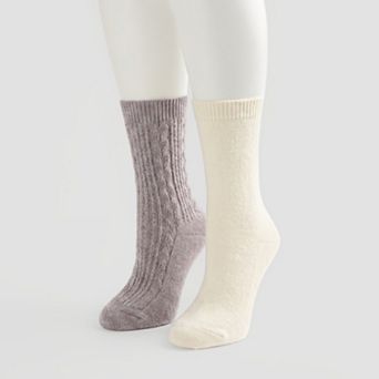 Women's Sonoma Goods For Life® Classic Cable Supercozy 2-Pack Crew Socks