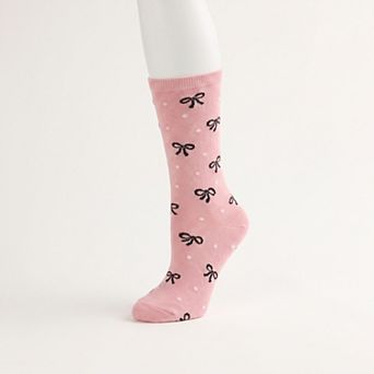 Women's Pink Bows & Dots Crew Socks