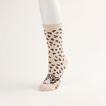Women's Leopard Prowl Spots Crew Socks
