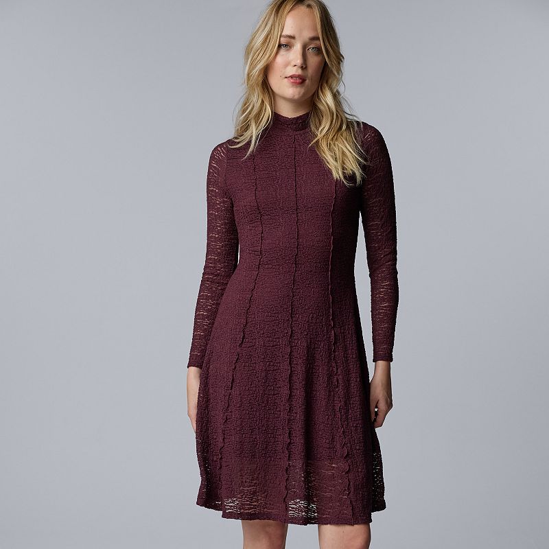 vera wang burgundy dress Women's Simply Vera Lace Texture Seamed Short Size:12 Large Ball gown Ecom Style:AP1D105268 Inspirational Quote Every Girl