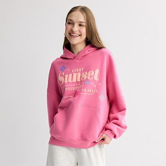 Juniors' Sunset Oversized Graphic Hoodie