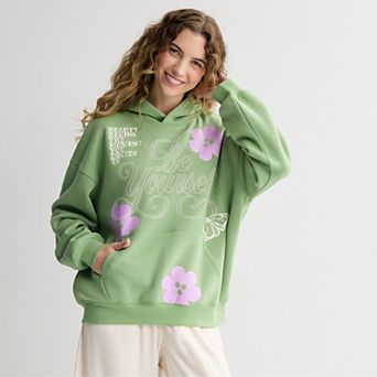 Juniors' Be Yourself Oversized Graphic Hoodie