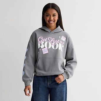 Juniors' Book Lover Oversized Graphic Hoodie