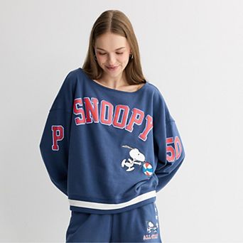 Juniors' Peanuts Sporty Fashion Fleece Graphic Pullover