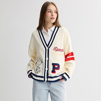 Juniors' Peanuts Snoopy Sporty Sweater Cardigan