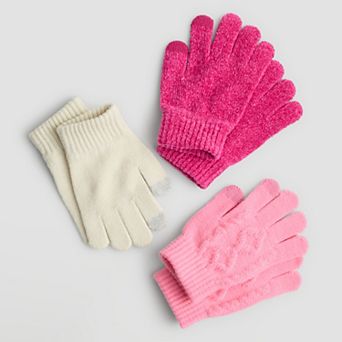 Girls madden girl 3-Pack Chenille Cable Tech Touch Gloves