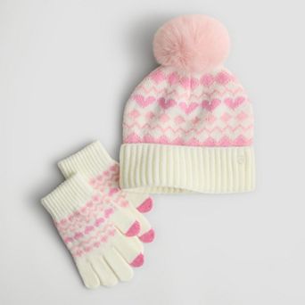 Girls' madden girl 2 pc Fair Isle Beanie & Tech Touch Gloves Set