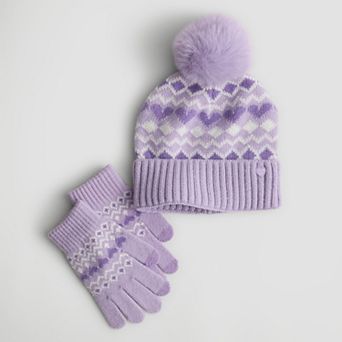 Girls' madden girl 2 pc Fair Isle Beanie & Tech Touch Gloves Set