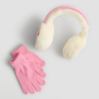 Girls' madden girl 2 pc Suede Faux Fur Earmuff & Gloves Set