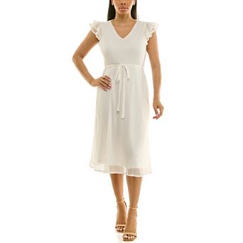 Women's Nina Leonard Sleeveless V-Neck Fit & Flare Mesh Dress