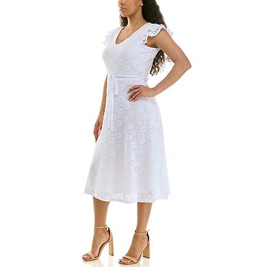 Women's Nina Leonard V-Neck Fit & Flare Dress