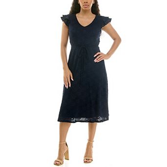 Women's Nina Leonard V-Neck Fit & Flare Dress