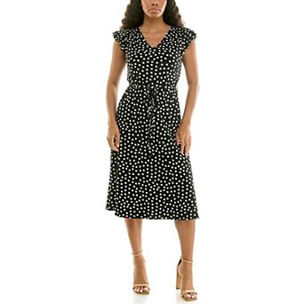 Women's Nina Leonard V-Neck Fit & Flare Dress