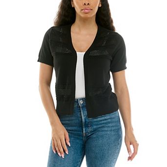 Women's Nina Leonard Pointelle Bolero Sweater