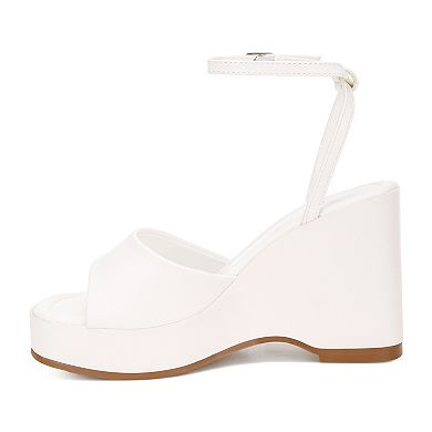 London Rag Sangria Women's Ankle Strap Wedge Sandals