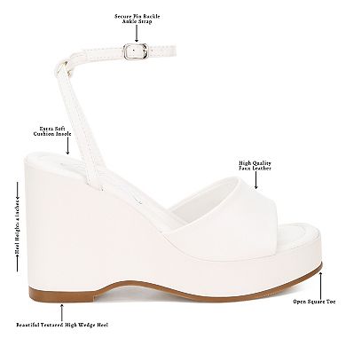 London Rag Sangria Women's Ankle Strap Wedge Sandals