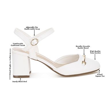 London Rag Blitz Women's Block Heel Slingback Pumps