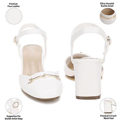 London Rag Blitz Women's Block Heel Slingback Pumps