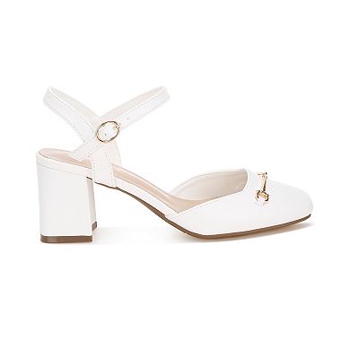 London Rag Blitz Women's Block Heel Slingback Pumps