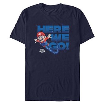 Men's Nintendo The Super Mario Galaxy Movie Mario Bros Here We Go Graphic Tee