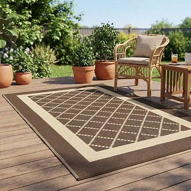 Modern Outdoor Area Rug Washable Waterproof Portable Stain Resistant Mat for Balcony Picnic