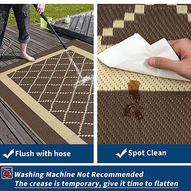 Modern Outdoor Area Rug Washable Waterproof Portable Stain Resistant Mat for Balcony Picnic