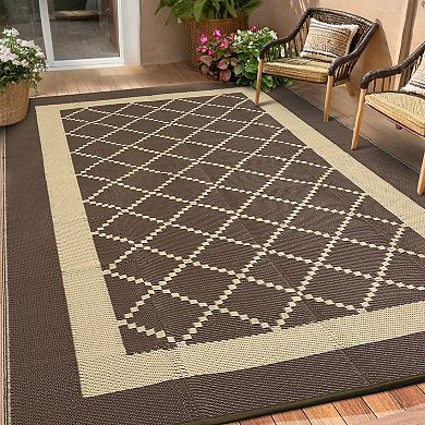 Modern Outdoor Area Rug Washable Waterproof Portable Stain Resistant Mat for Balcony Picnic