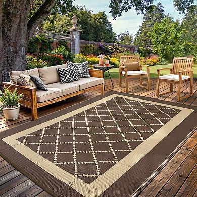 Modern Outdoor Area Rug Washable Waterproof Portable Stain Resistant Mat for Balcony Picnic
