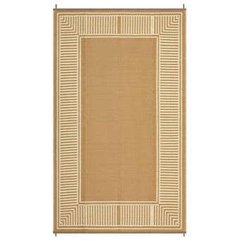 Modern Bordered Outdoor Area Rug Stain Resistant UV Resistant Pet Friendly Mat for Beach Vacation