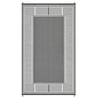 Modern Bordered Outdoor Area Rug Stain Resistant UV Resistant Pet Friendly Mat for Beach Vacation