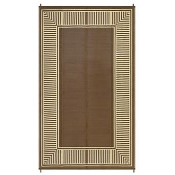 Modern Bordered Outdoor Area Rug Stain Resistant UV Resistant Pet Friendly Mat for Beach Vacation