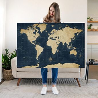 Adventure Awaits World Map With Push Pins