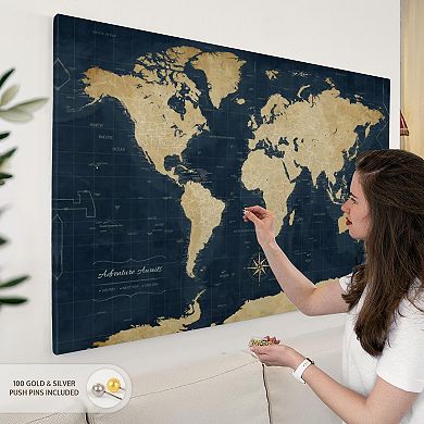Adventure Awaits World Map With Push Pins
