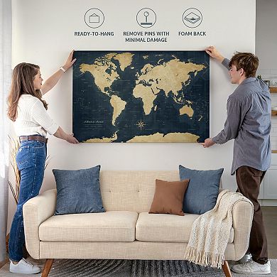 Adventure Awaits World Map With Push Pins
