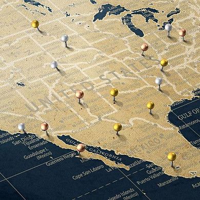 Adventure Awaits World Map With Push Pins