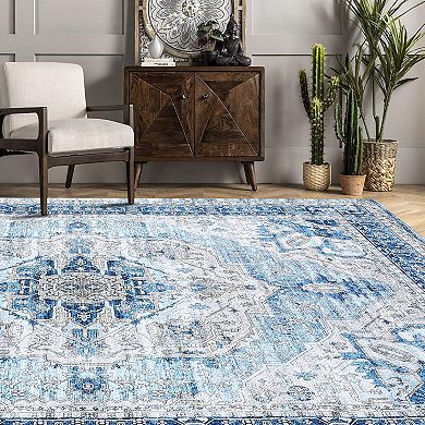 Vintage Area Rug Machine Washable Non Slip Non Shedding Stain Resistant Floor Cover for Dining Room