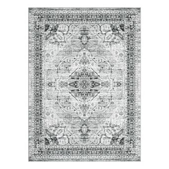 Vintage Area Rug Machine Washable Non Slip Non Shedding Stain Resistant Floor Cover for Dining Room