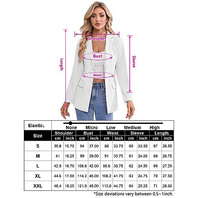 Womens Blazer Lapel Pocketed Button Work Office Casual Jacket Suit