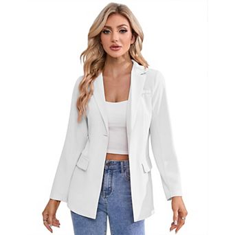 Womens Blazer Lapel Pocketed Button Work Office Casual Jacket Suit
