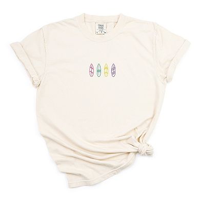 Embroidered Surf Boards - Women's Garment Dyed Graphic T-Shirt